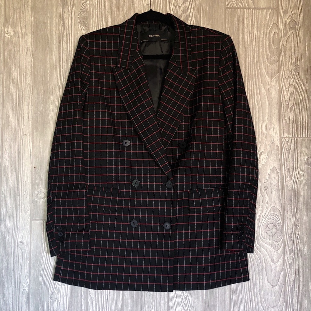 ZARA Plaid Double Breasted Oversized Blazer Jacket - Picture 7 of 8